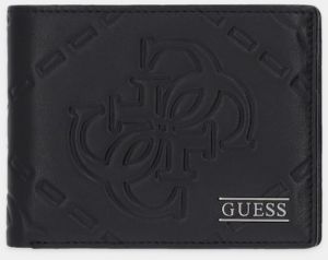 Kožená peňaženka Guess BOSTON čierna farba, SMBOMG LEA20