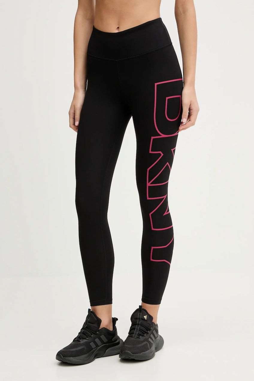 Legíny Dkny B. COMPRESSION čierna farba, s potlačou, DP5P3453