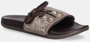 Semišové šľapky adidas Adilette Comfort hnedá farba, JS4597