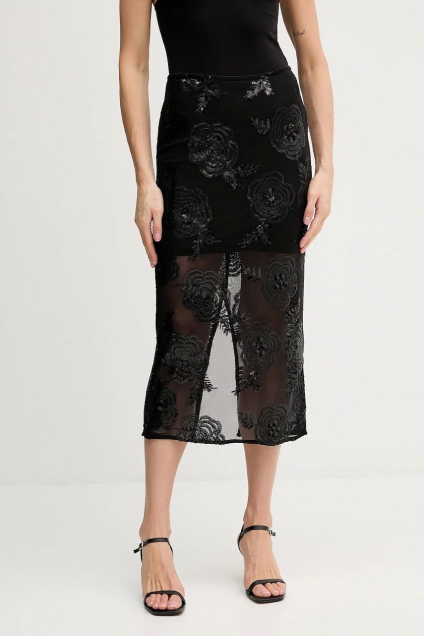 Sukňa Rotate čierna farba, midi, puzdrová, 114924100