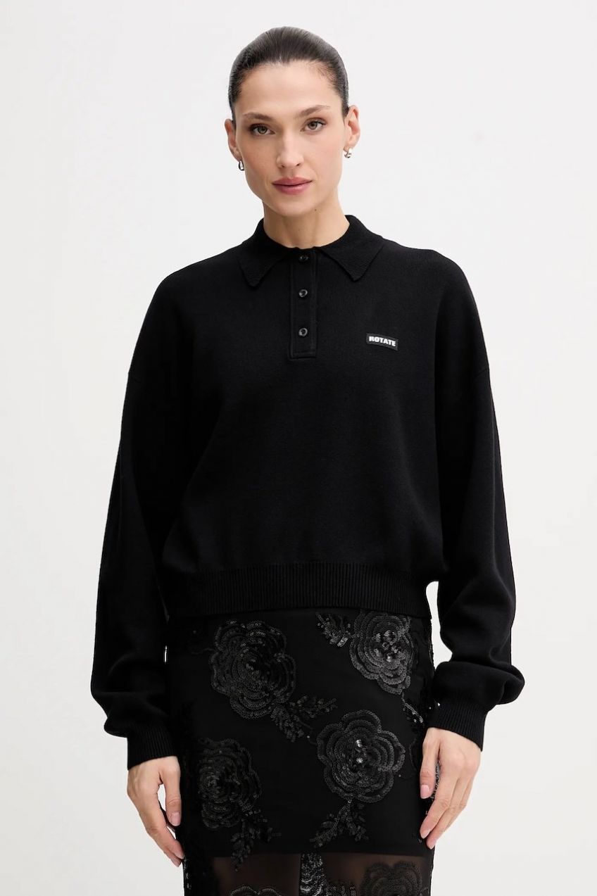 Sveter s prímesou vlny Rotate čierna farba, ľahký, 115137100