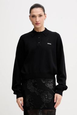 Sveter s prímesou vlny Rotate čierna farba, ľahký, 115137100