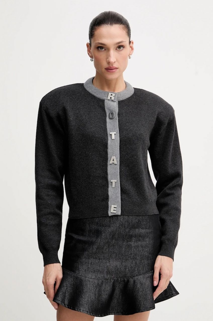 Kardigan s prímesou vlny Rotate šedá farba, ľahký, 1149033086