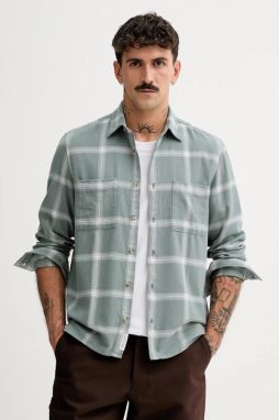 Bavlnená košeľa Marc O'Polo zelená farba, regular, s klasickým golierom, 530734042108