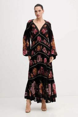 Šaty Farm Rio čierna farba, maxi, áčkový strih, 342685