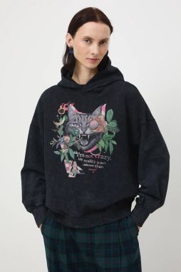 Mikina Medicine šedá farba, s kapucňou, s potlačou