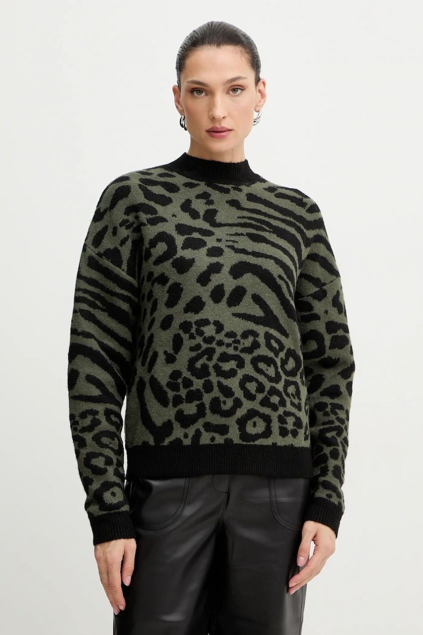 Sveter Morgan zelená farba, s polorolákom, MFELIXA