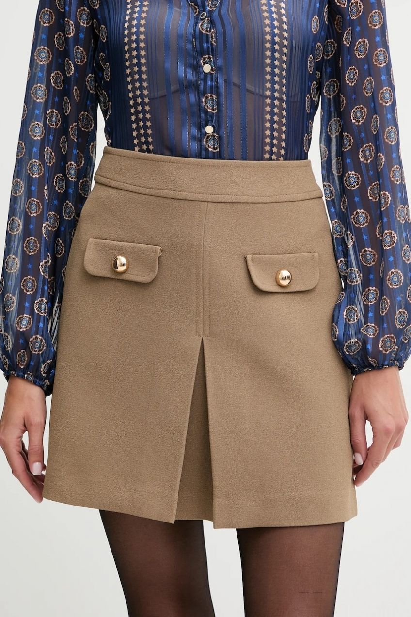 Sukňa Morgan hnedá farba, mini, áčkový strih, JCELIN