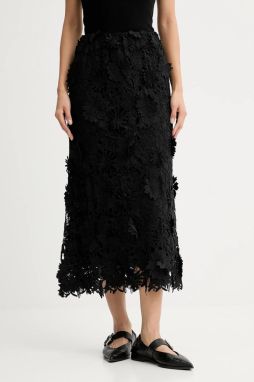 Sukňa MUNTHE POMI čierna farba, midi, áčkový strih, 254123625443