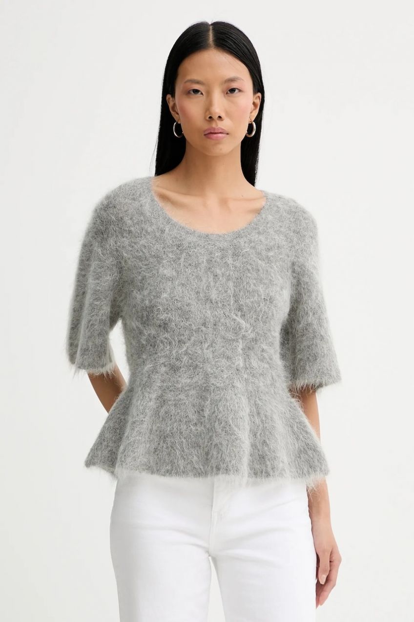 Sveter s prímesou vlny MUNTHE RYLALINE šedá farba, 254160325470