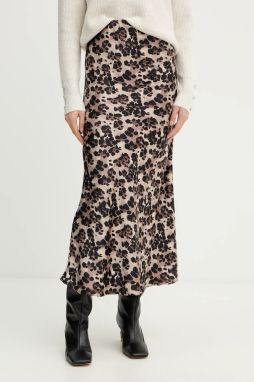 Sukňa Morgan hnedá farba, midi, rovný strih, JLEOL.F