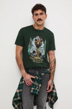 Bavlnené tričko Medicine pánske, zelená farba, s potlačou