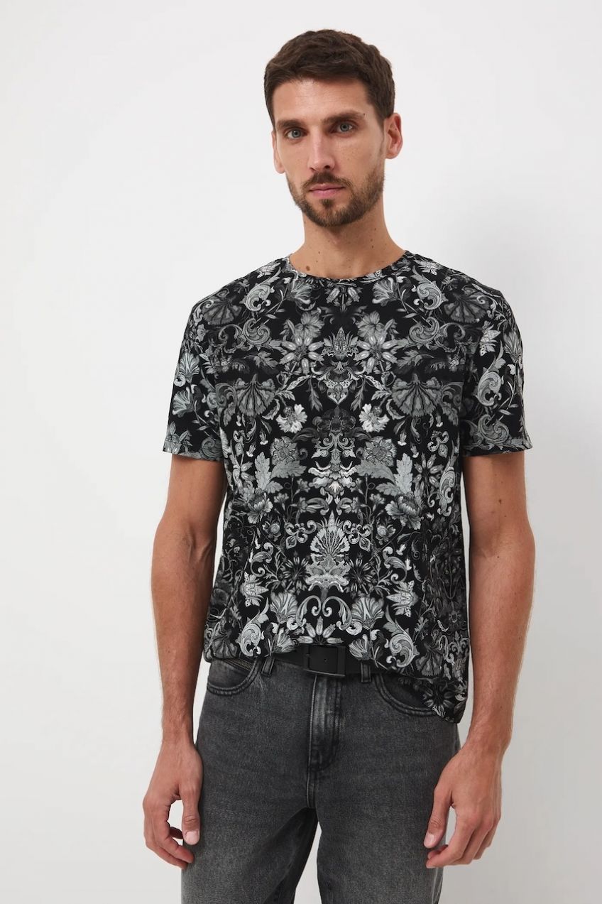 Bavlnené tričko Medicine pánske, čierna farba, vzorovaná