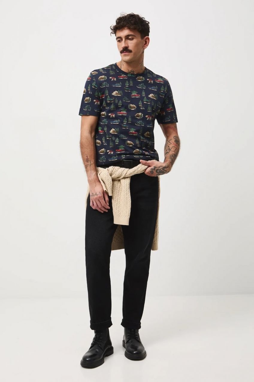Bavlnené tričko Medicine pánske, tmavomodrá farba, vzorovaná