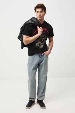 Bavlnené tričko Medicine pánske, čierna farba, s potlačou