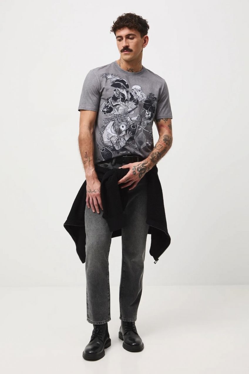 Tričko Medicine pánske, šedá farba, vzorovaná