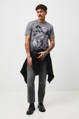Tričko Medicine pánske, šedá farba, vzorovaná