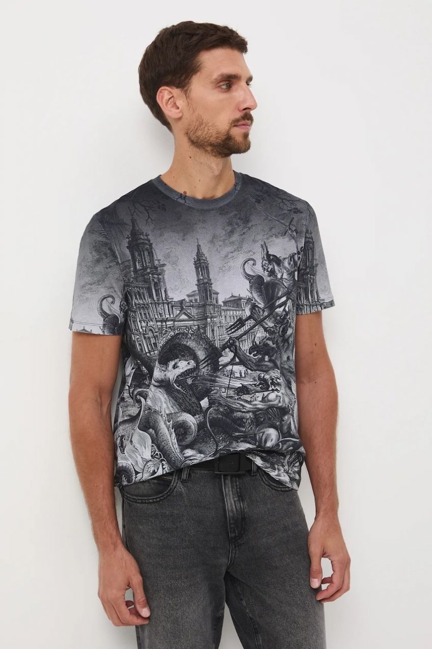 Tričko Medicine pánske, čierna farba, vzorovaná