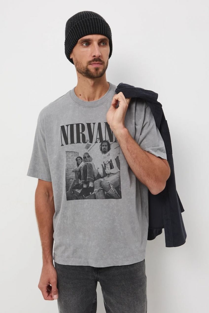 Bavlnené tričko Medicine pánske, šedá farba, s potlačou