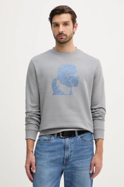 Bavlnená mikina Karl Lagerfeld šedá farba, s potlačou, 554917.705405