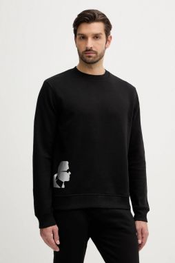 Bavlnená mikina Karl Lagerfeld čierna farba, s potlačou, 554917.705403