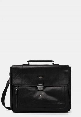 Kožená taška Aeronautica Militare čierna farba, AM304