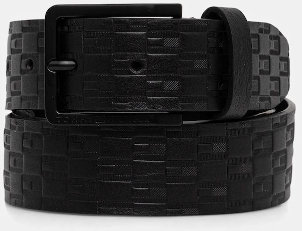 Kožený opasok Tommy Hilfiger čierna farba, AM0AM14078