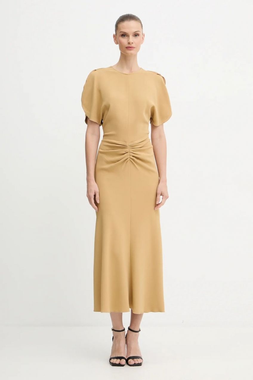 Šaty Victoria Beckham zelená farba, midi, áčkový strih, 1425WDR005227C