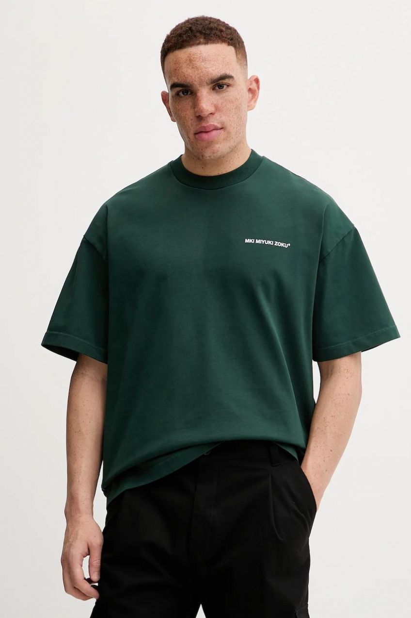 Bavlnené tričko MKI MIYUKI ZOKU Uniform pánske, zelená farba, s potlačou, UNIFORM.TSHIRT