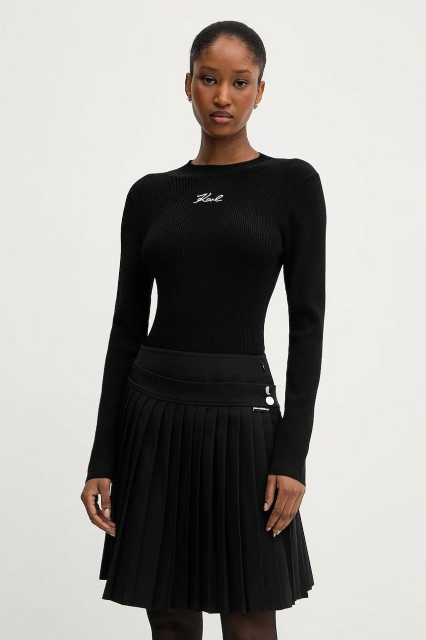 Sveter Karl Lagerfeld dámsky, čierna farba, ľahký, A3W18025