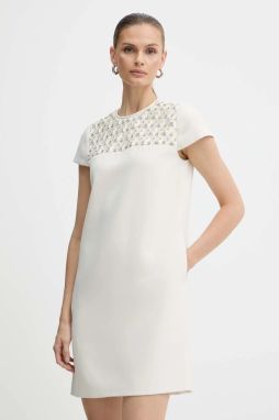 Šaty Luisa Spagnoli béžová farba, mini, rovný strih, 542412