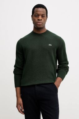 Vlnený sveter Lacoste zelená farba, ľahký, AH2916