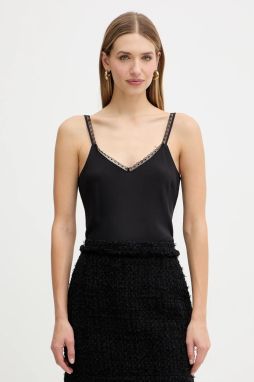 Top s prímesou hodvábu Twinset čierna farba, jednofarebná, 252TT2411