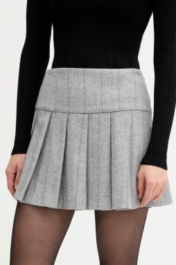 Sukňa s prímesou vlny MAX&Co. šedá farba, mini, áčkový strih, 2526106064200