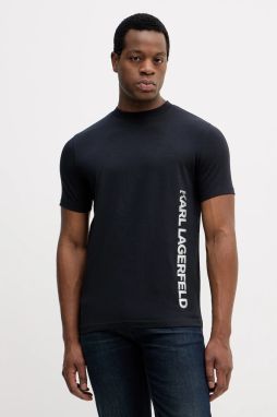 Tričko Karl Lagerfeld pánske, tmavomodrá farba, s potlačou, 554235.755401