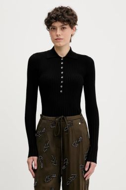 Sveter s prímesou vlny Sisley čierna farba, ľahký, 1QNQL300E