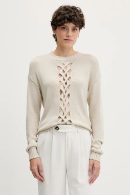 Sveter Sisley béžová farba, ľahký, 1XGYM106I