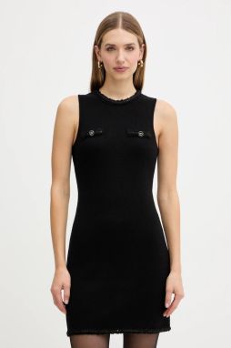 Šaty s prímesou vlny Twinset čierna farba, mini, priliehavé, 252TT3042