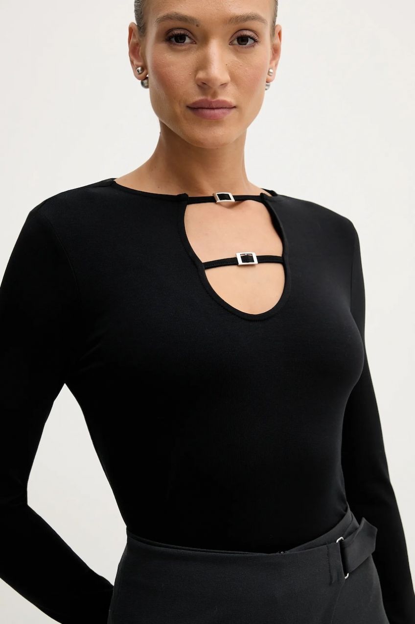 Blúzka Sisley čierna farba, jednofarebná, 374SL108A