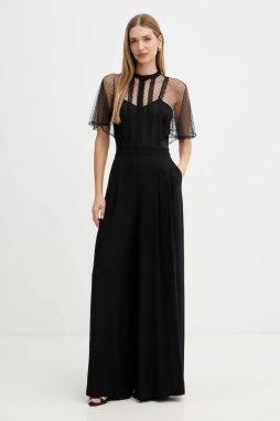 Overal Twinset čierna farba, čipkované, s okrúhlym výstrihom, 252TT2340