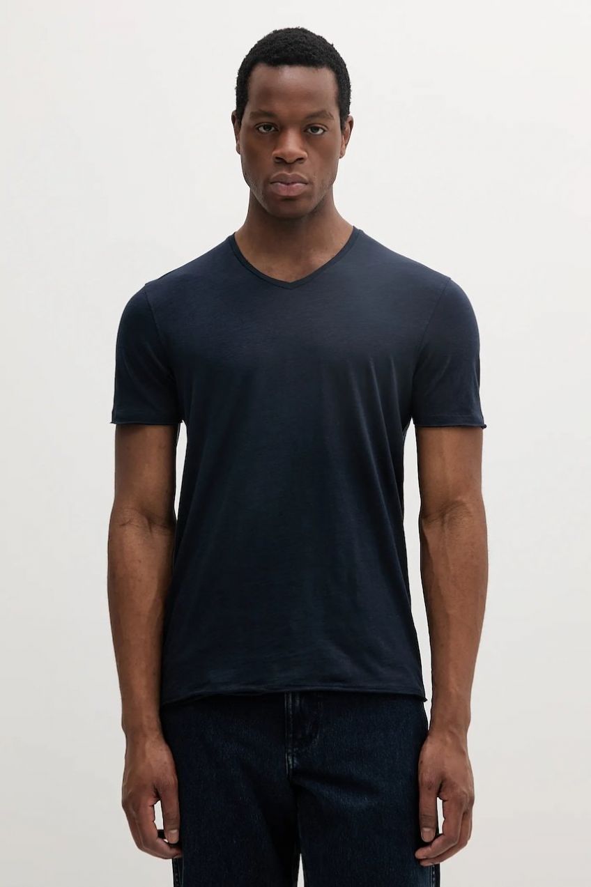 Bavlnené tričko Sisley pánske, čierna farba, jednofarebná