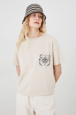 Bavlnené tričko Medicine dámske, béžová farba