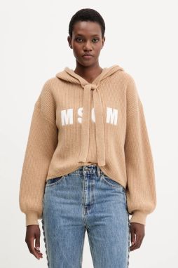 Vlnený sveter MSGM béžová farba, teplé, 3941MDM219.257785