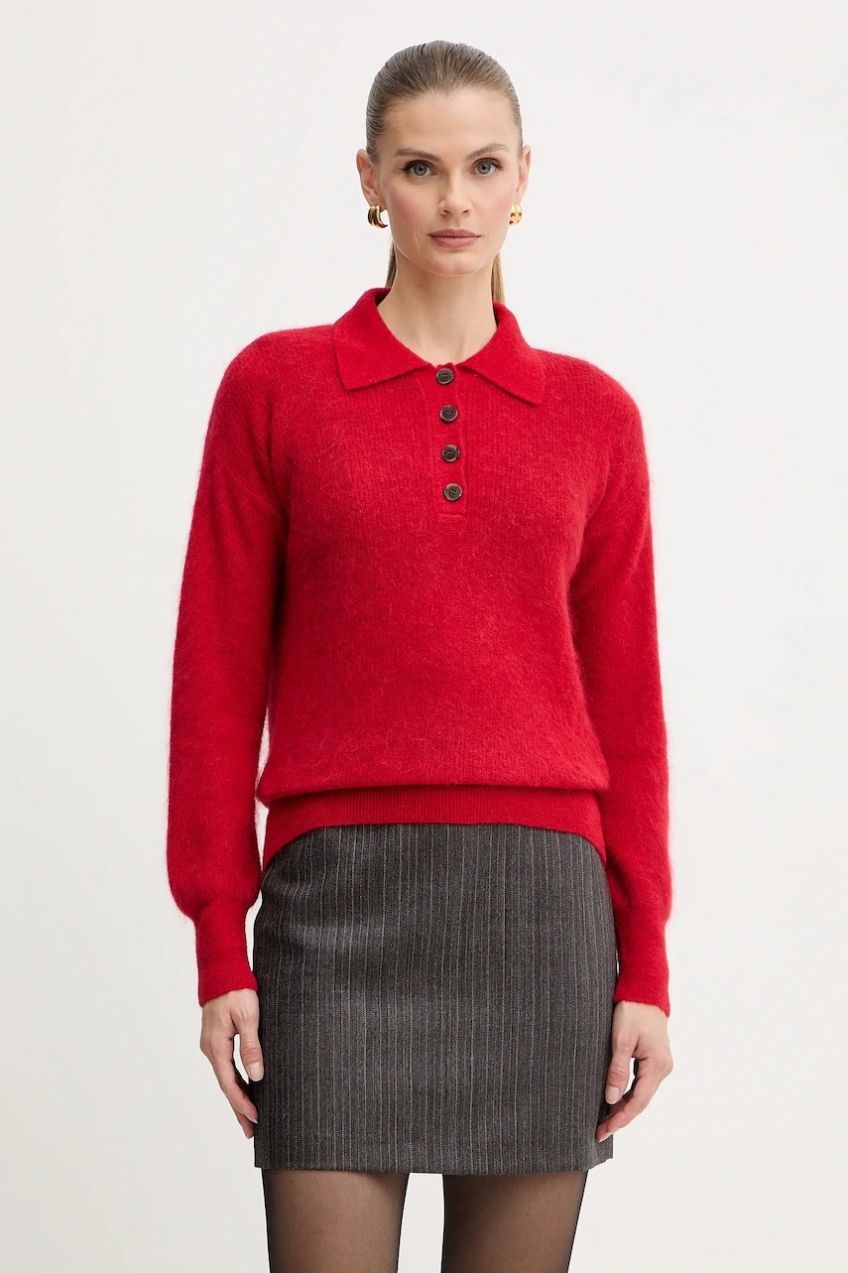 Sveter s prímesou vlny Marella červená farba, 2523366374200