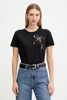 Bavlnené tričko Twinset dámske, čierna farba, 252TT2312