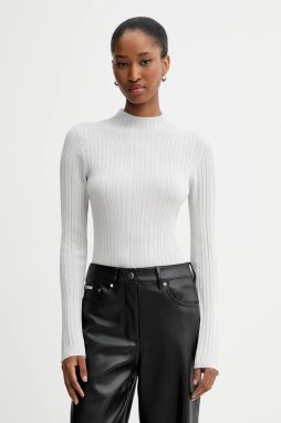 Sveter Calvin Klein Jeans šedá farba, ľahký, s polorolákom, LV044D348G