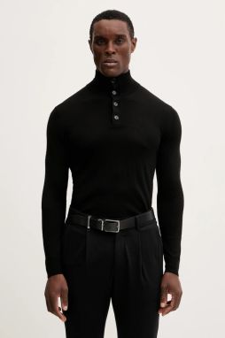 Sveter s prímesou vlny Sisley čierna farba, ľahký, 11BAS200W