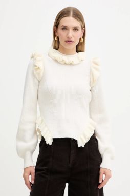 Sveter s prímesou vlny Twinset béžová farba, 252TS3020