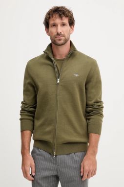 Bavlnený kardigán Gant tmavomodrá farba