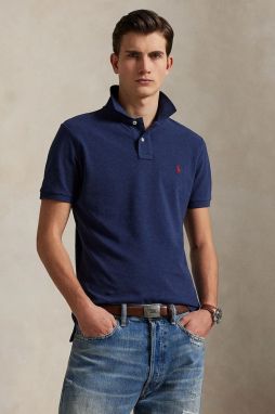Bavlnené polo tričko Polo Ralph Lauren modrá farba, jednofarebné, 710680784